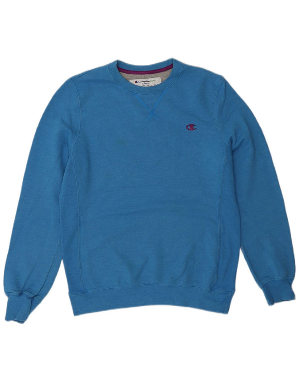 CHAMPION Damen Sweatshirt Pullover UK 14 Mittelblaue Baumwolle