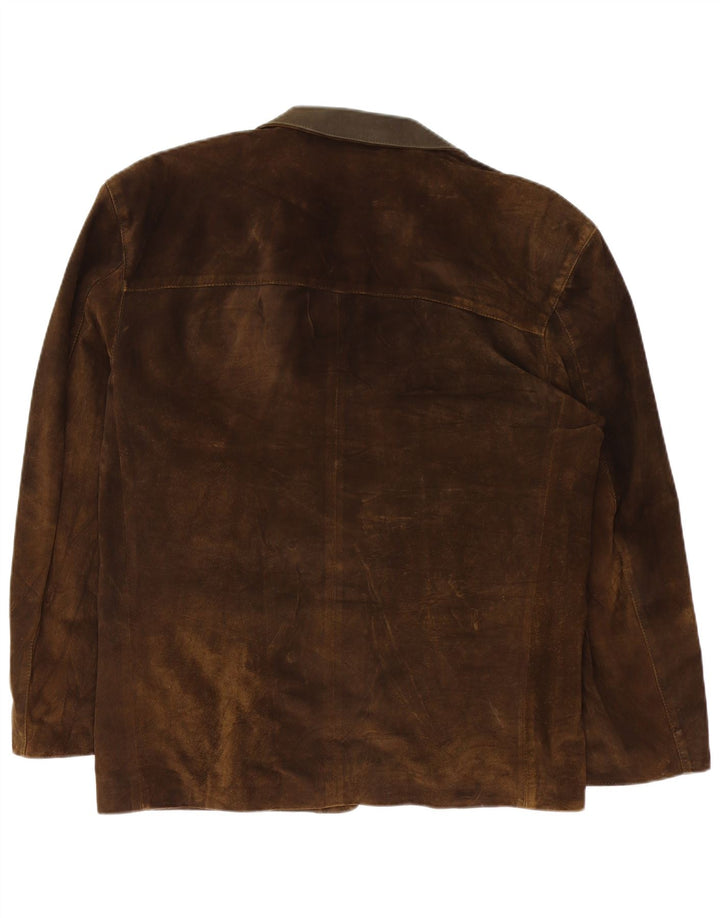 Vintage Herren 2-Knopf-Wildleder-Blazerjacke IT 54 2XL Braun