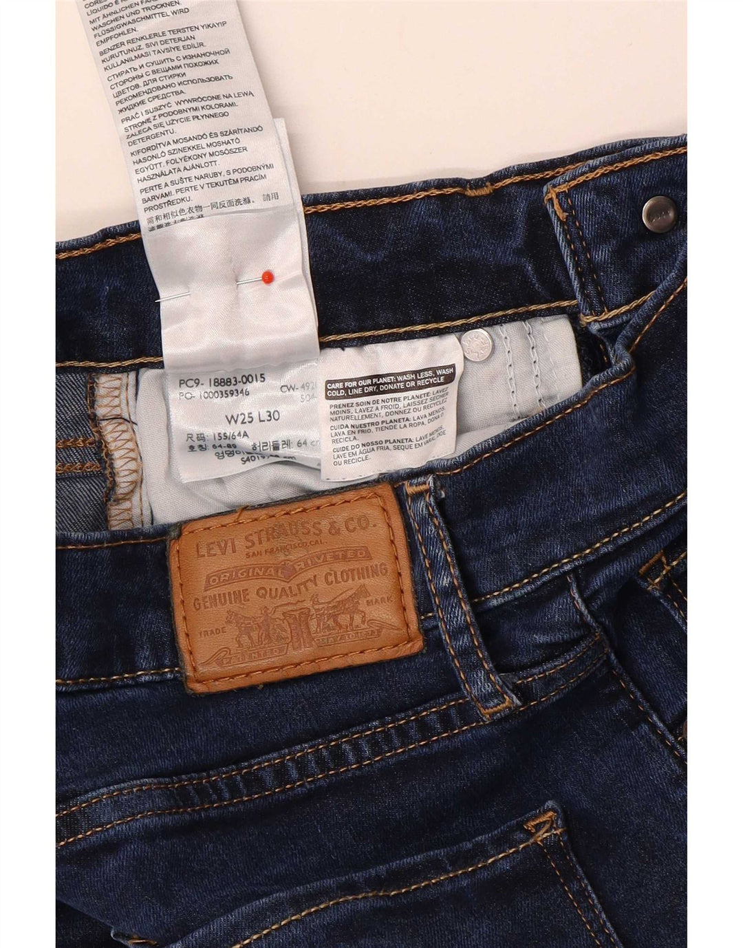 Levi's Damen 724 High Rise Straight Jeans W25 L30 Marineblaues Polyester