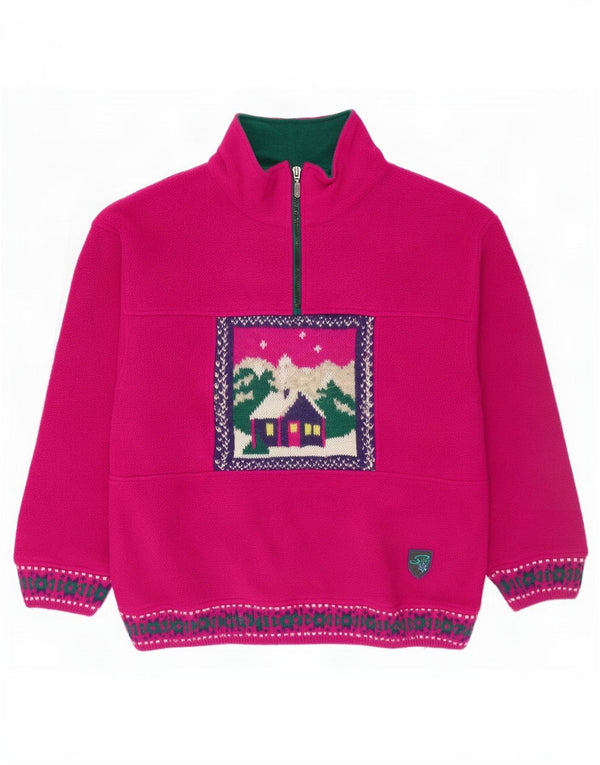 Silvy Damen-Fleecepullover mit grafischem Reißverschluss und Halsausschnitt, UK 14, Größe L, rosa, Polyester