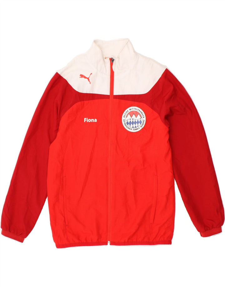PUMA Boys Graphic Tracksuit Top Jacket 11-12 Years Red Colourblock Vintage Puma and Second-Hand Puma from Messina Hembry 