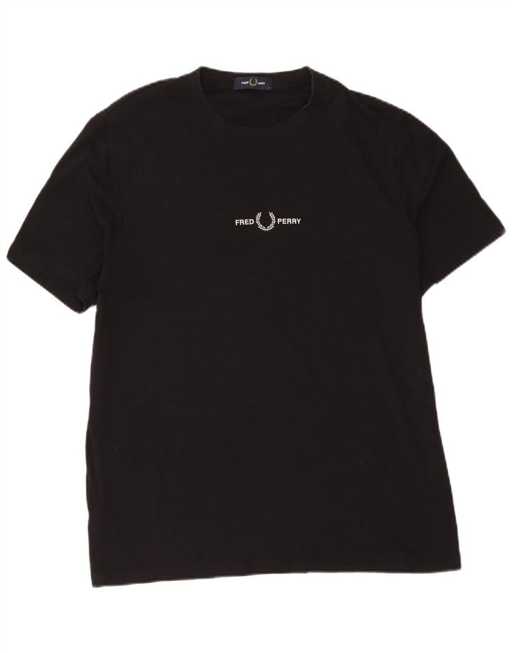 Fred Perry Herren T-Shirt Top Large Schwarz Baumwolle