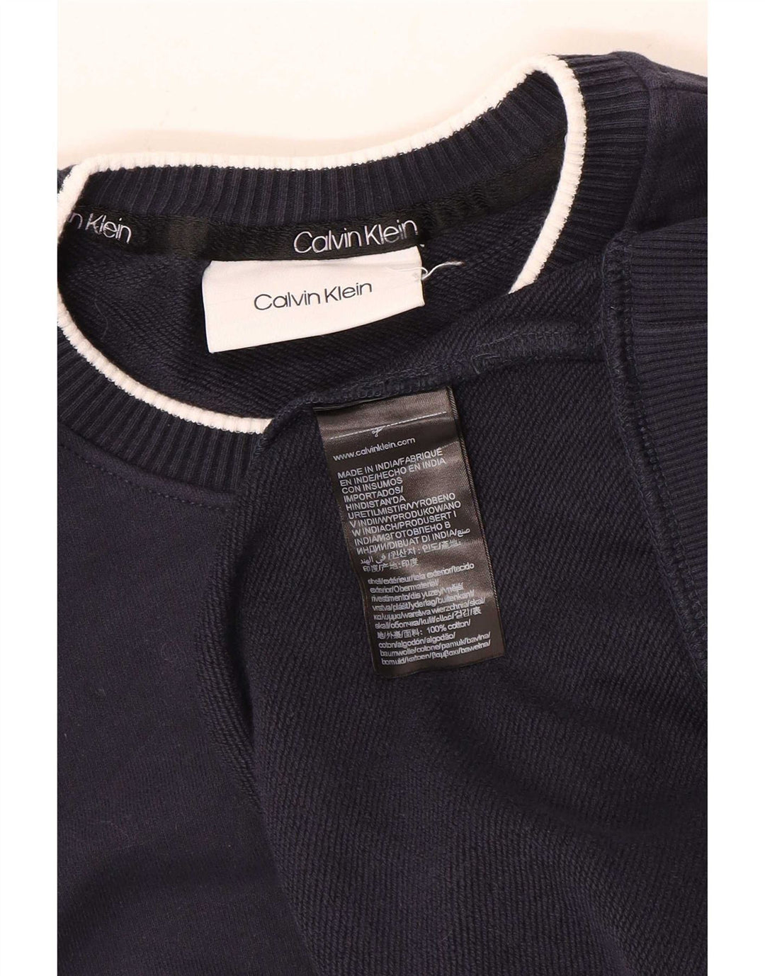 Calvin Klein Herren-Sweatshirt-Pullover, mittelmarineblaue Baumwolle