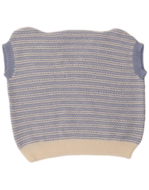 VINTAGE Damen Weste Tank Top UK 18 XL Blau gestreift