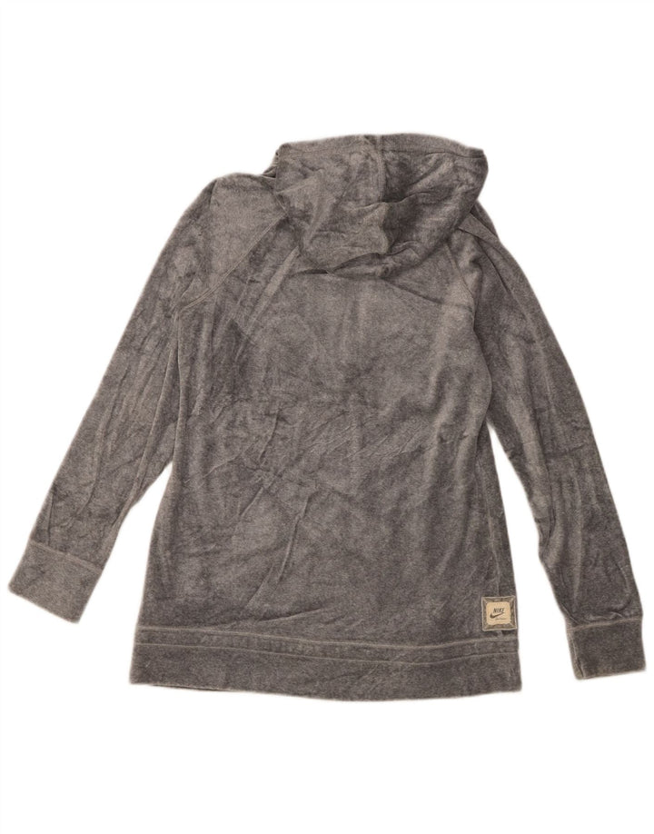 Nike Womens Graphic Hoodie Pullover UK 10/12 Mittelgraue Baumwolle