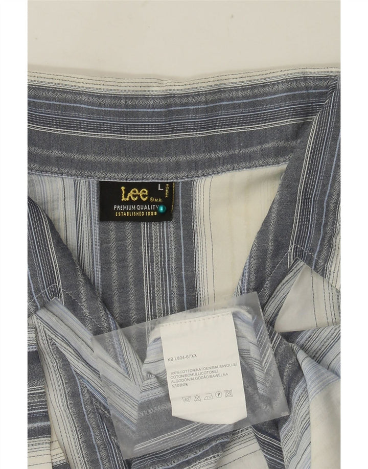 LEE Herren Kurzarm-Pullover-Hemd, groß, blau gestreift, Baumwolle
