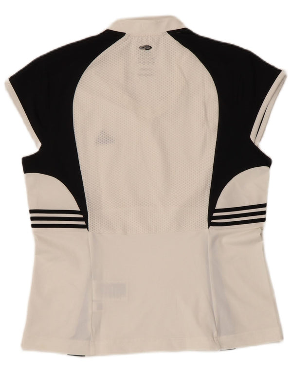 Adidas Damen Climacool T-Shirt Top UK 16 Large Weiß Colourblock Polyester