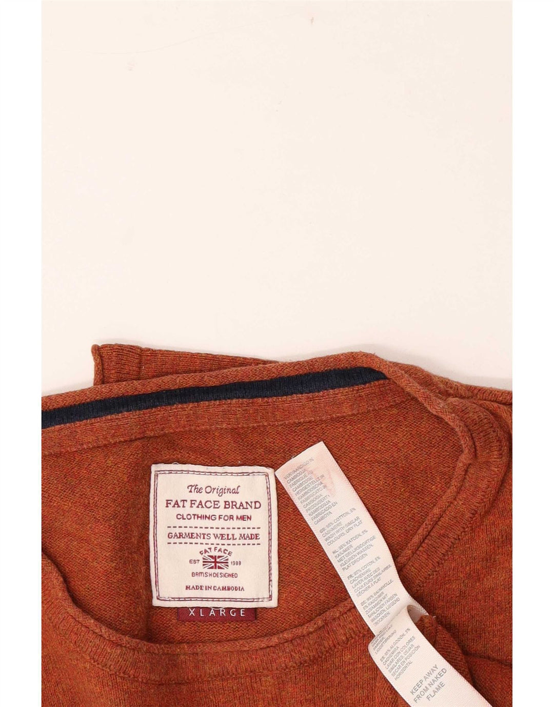 Fat Face Herren-Top, langärmelig, XL, braun, Baumwolle