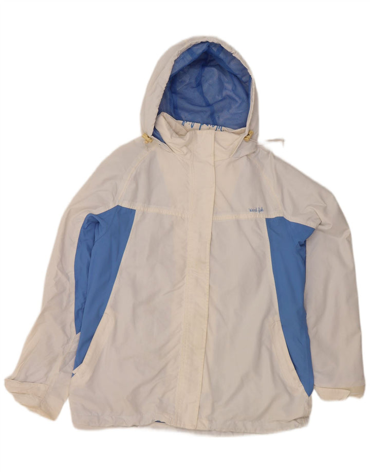 Weird Fish Damen-Regenjacke mit Kapuze, UK 14, Größe L, weißes Colourblock-Nylon