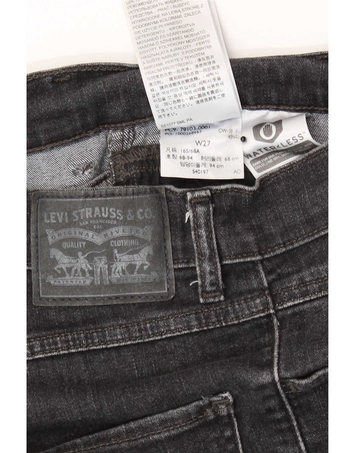 Levi's Damen Distressed Skinny Jeans W27 L27 Schwarze Baumwolle
