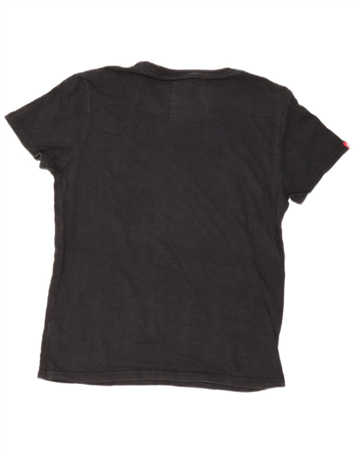 Superdry Herren-T-Shirt mit Grafik, Größe L, aus schwarzer Baumwolle