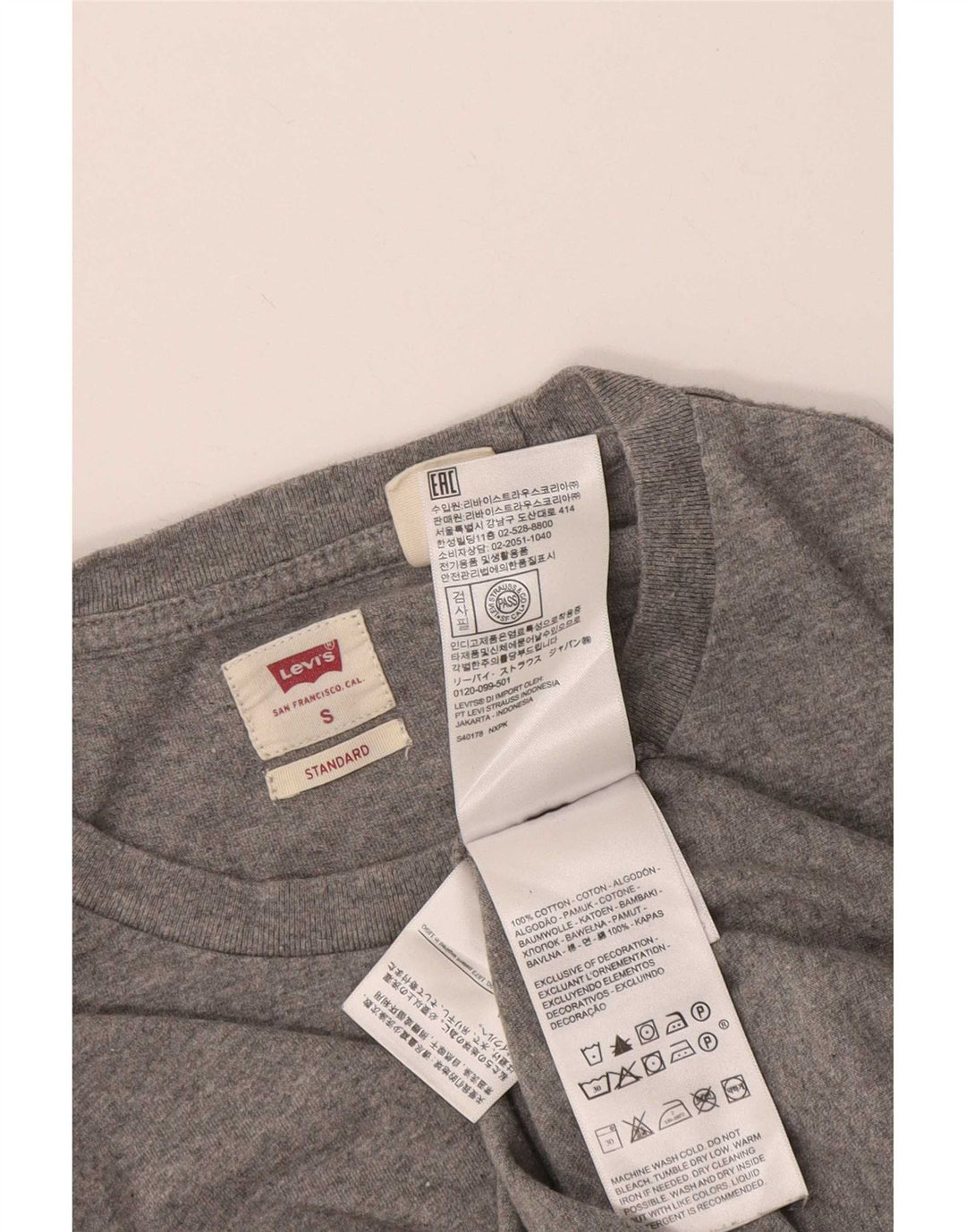 Levi's Herren-Oberteil mit Standard-Passform, langärmlig, klein, grau gefleckte Baumwolle