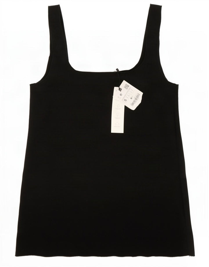 Zara Damen Cami Top UK 10 Small Schwarz Viskose