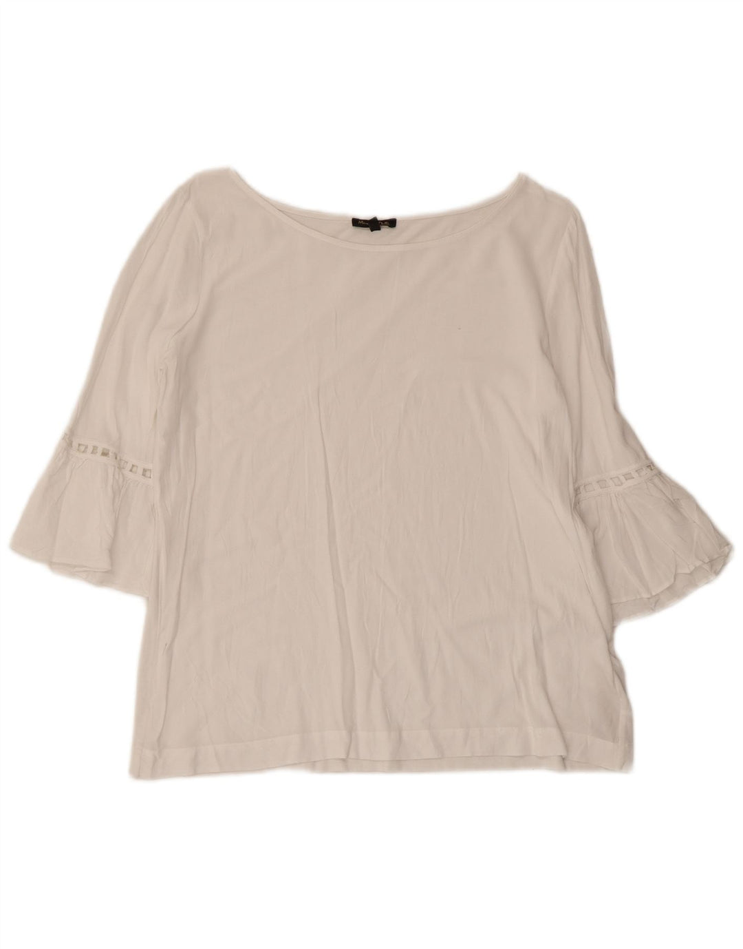 Massimo Dutti Damen Crop 3/4-Ärmel-Blusenoberteil UK 12 Mittelweiße Viskose