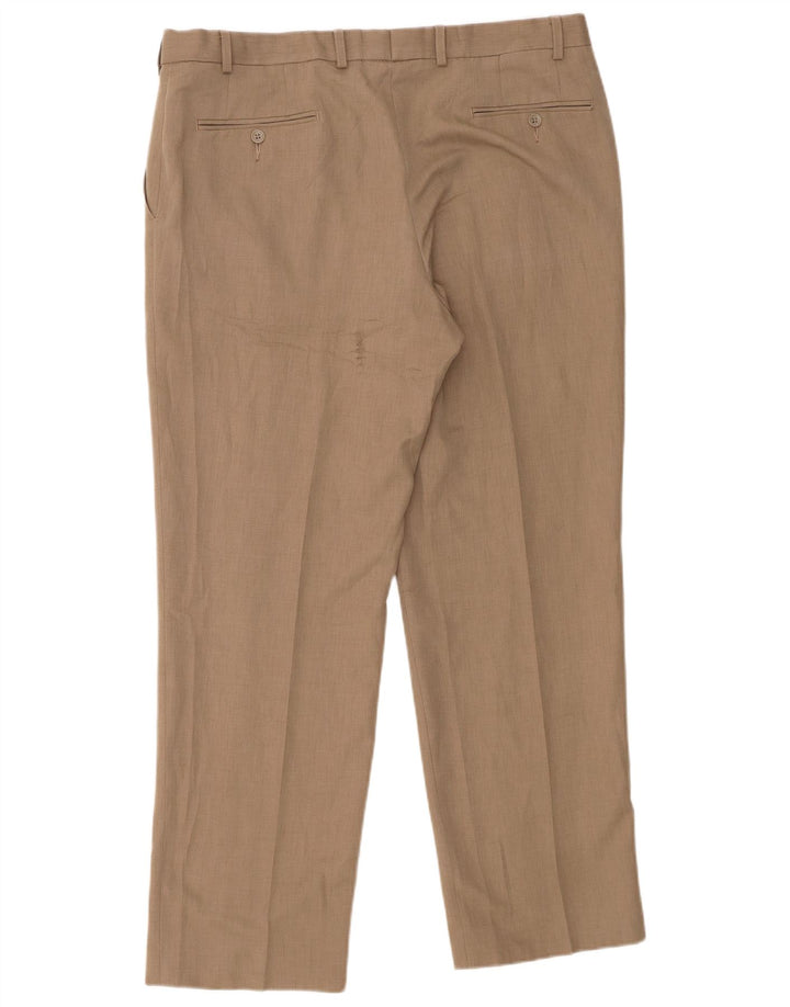 Gerade Herren-Anzughose von Marks & Spencer, W38, L31, Beige, Polyester