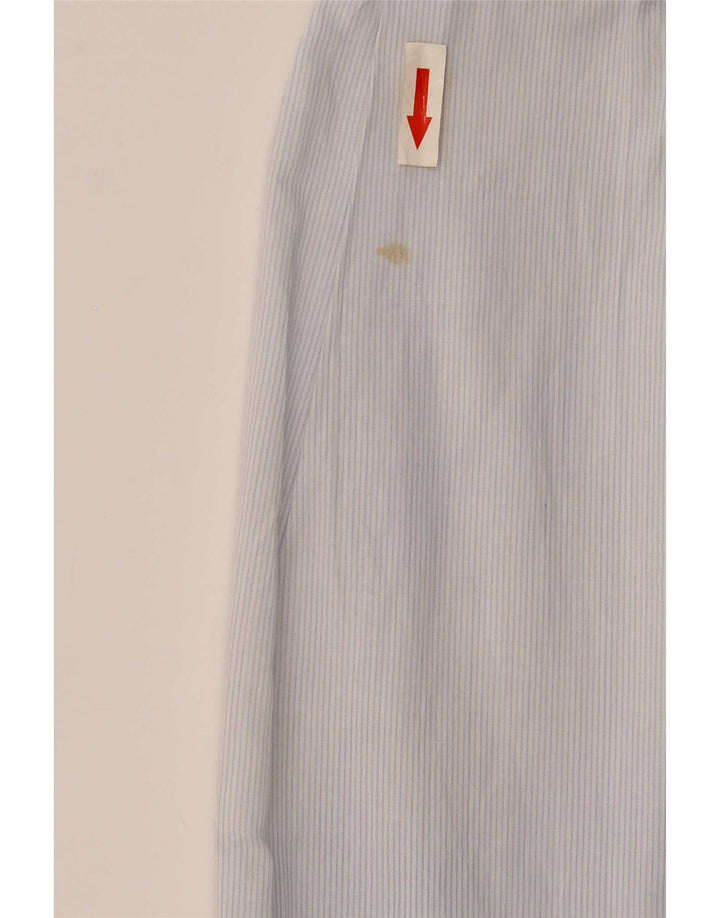 Zara Herren Slim Fit Hemd aus mittelblauer Nadelstreifen-Baumwolle