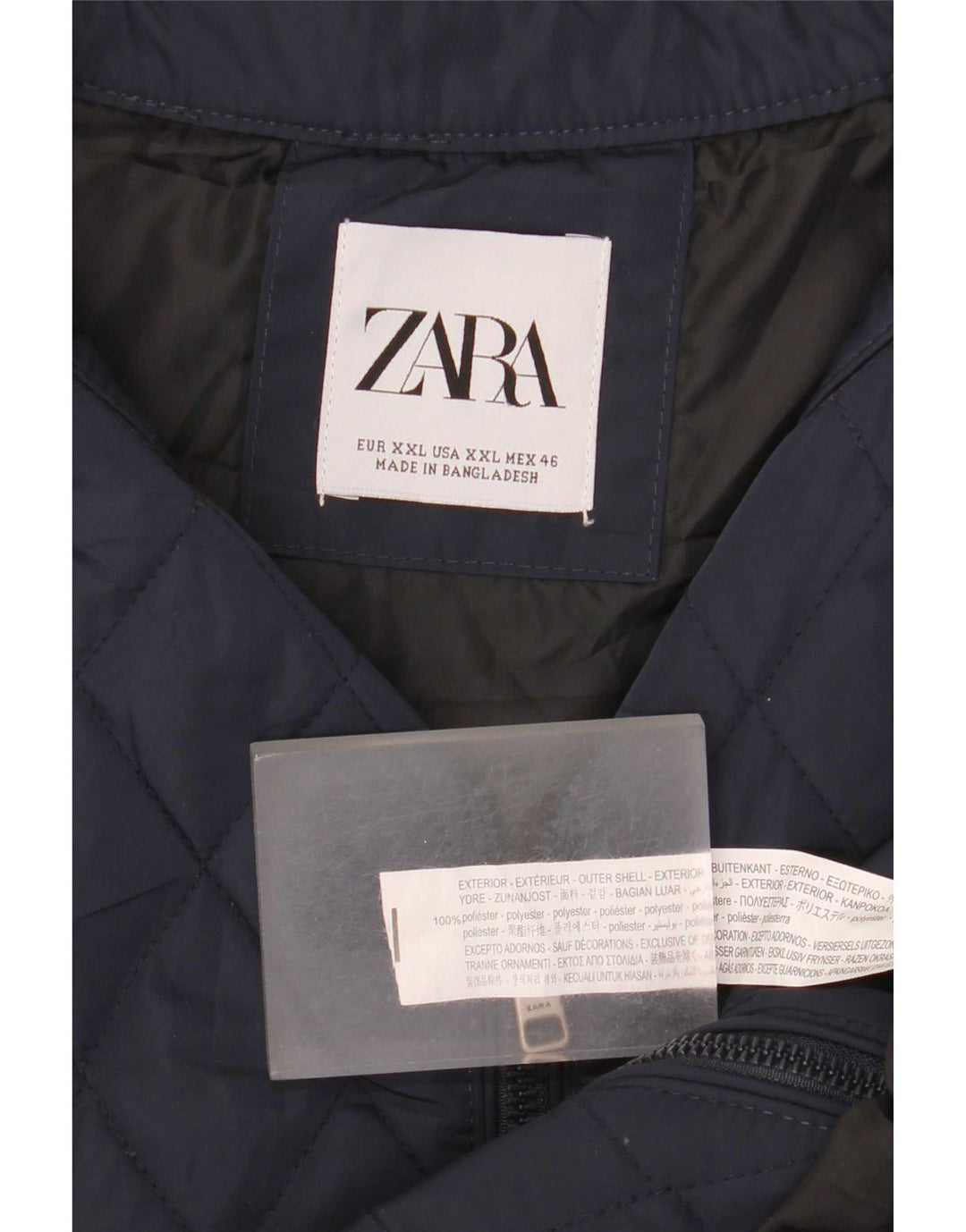 Zara Herren Steppweste UK 44 2XL Marineblau Polyester