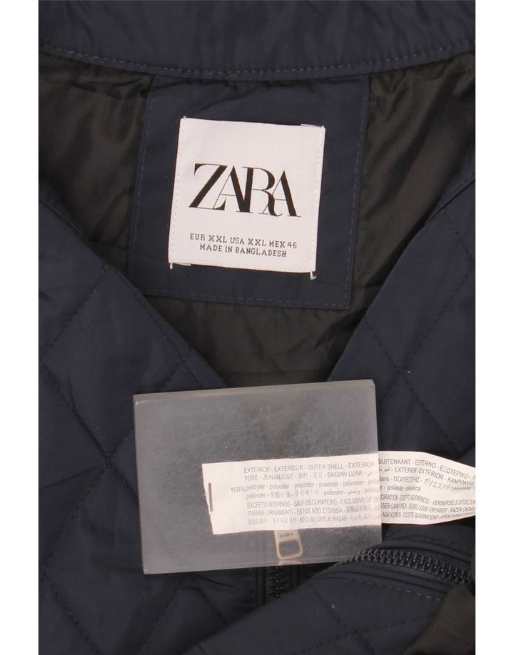 Zara Herren Steppweste UK 44 2XL Marineblau Polyester