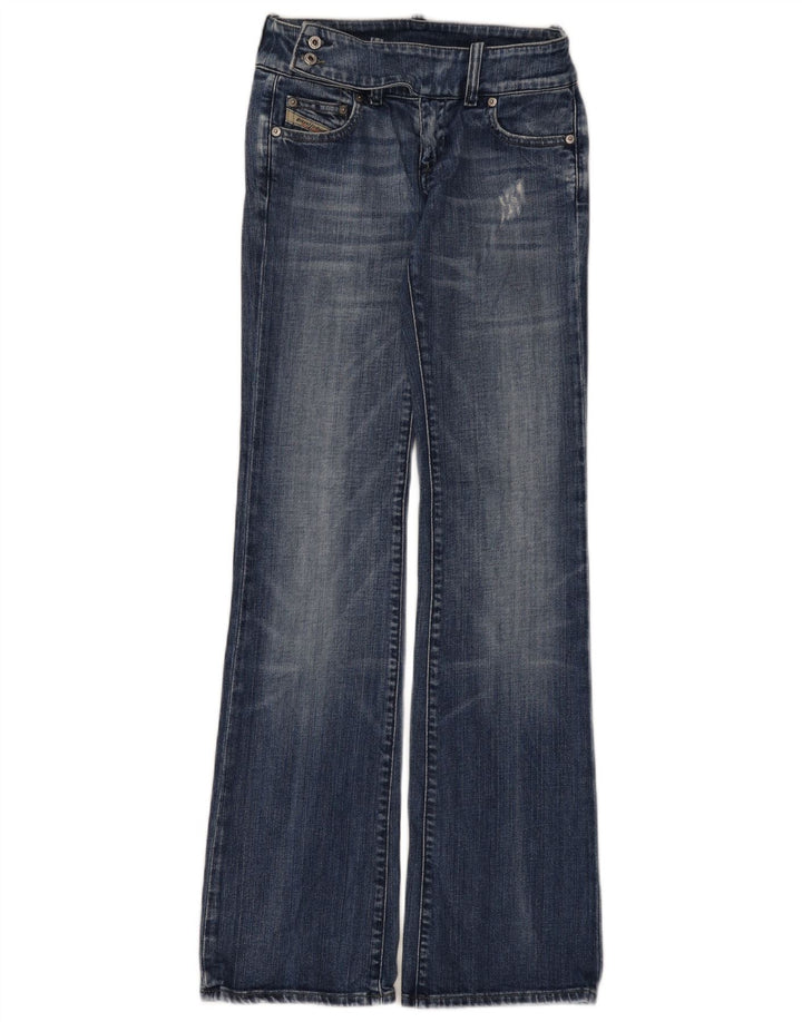 Diesel Damen Bootcut-Jeans im Used-Look mit niedriger Taille, W25, L33, blaue Baumwolle