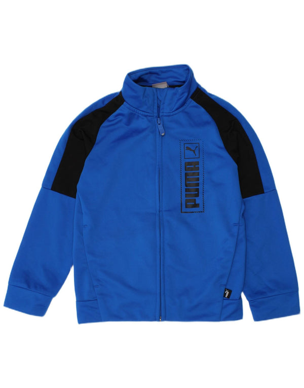 Puma Jungen Grafik-Trainingsanzug-Top-Jacke, 5–6 Jahre, blaues Farbblockdesign