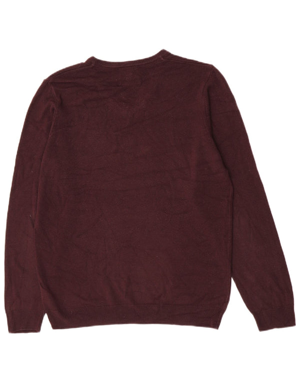 Marks & Spencer Herren-Pullover mit V-Ausschnitt, groß, burgunderfarbenes Acryl