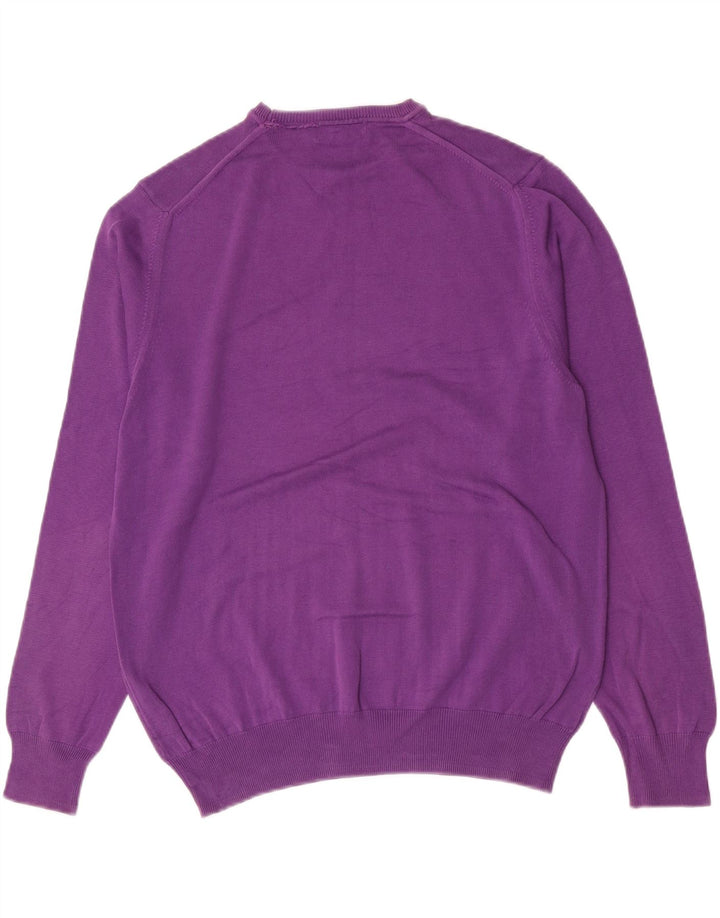 Zara Herren-Pullover mit Rundhalsausschnitt, Größe L, Lila, Baumwolle