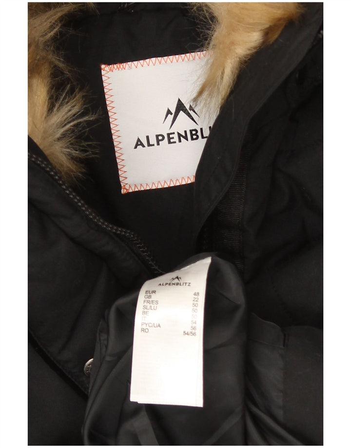 Alpenblitz Wattierter Damenmantel mit Kapuze UK 22 2XL Schwarz Polyester