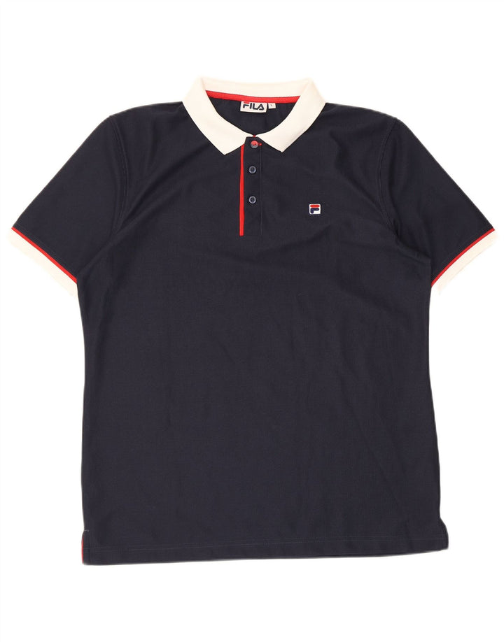Fila Herren-Poloshirt, groß, marineblau, Farbblock-Polyester