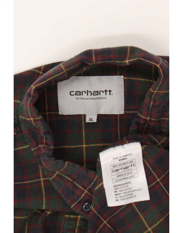 Carhartt Herren Flanellhemd XL grün kariert Baumwolle