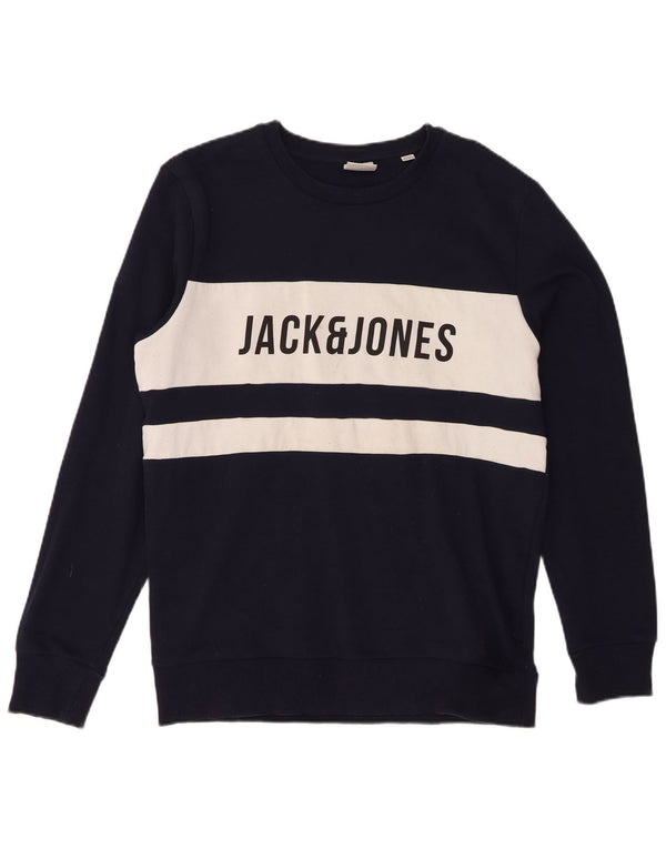 Jack & Jones Herren-Sweatshirt mit Grafik, groß, Marineblau, Farbblock