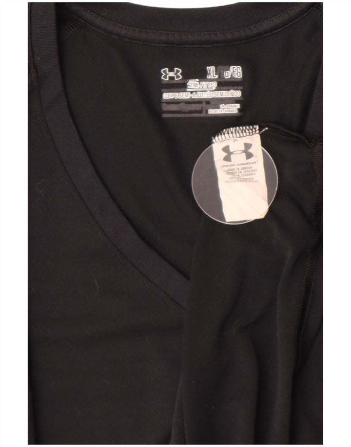 Under Armour Damen T-Shirt Top UK 18 XL Schwarz Polyester