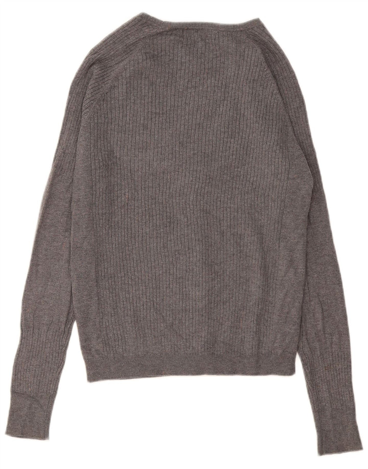 Zara Herren-Cardigan-Pullover Mittelgraue Viskose