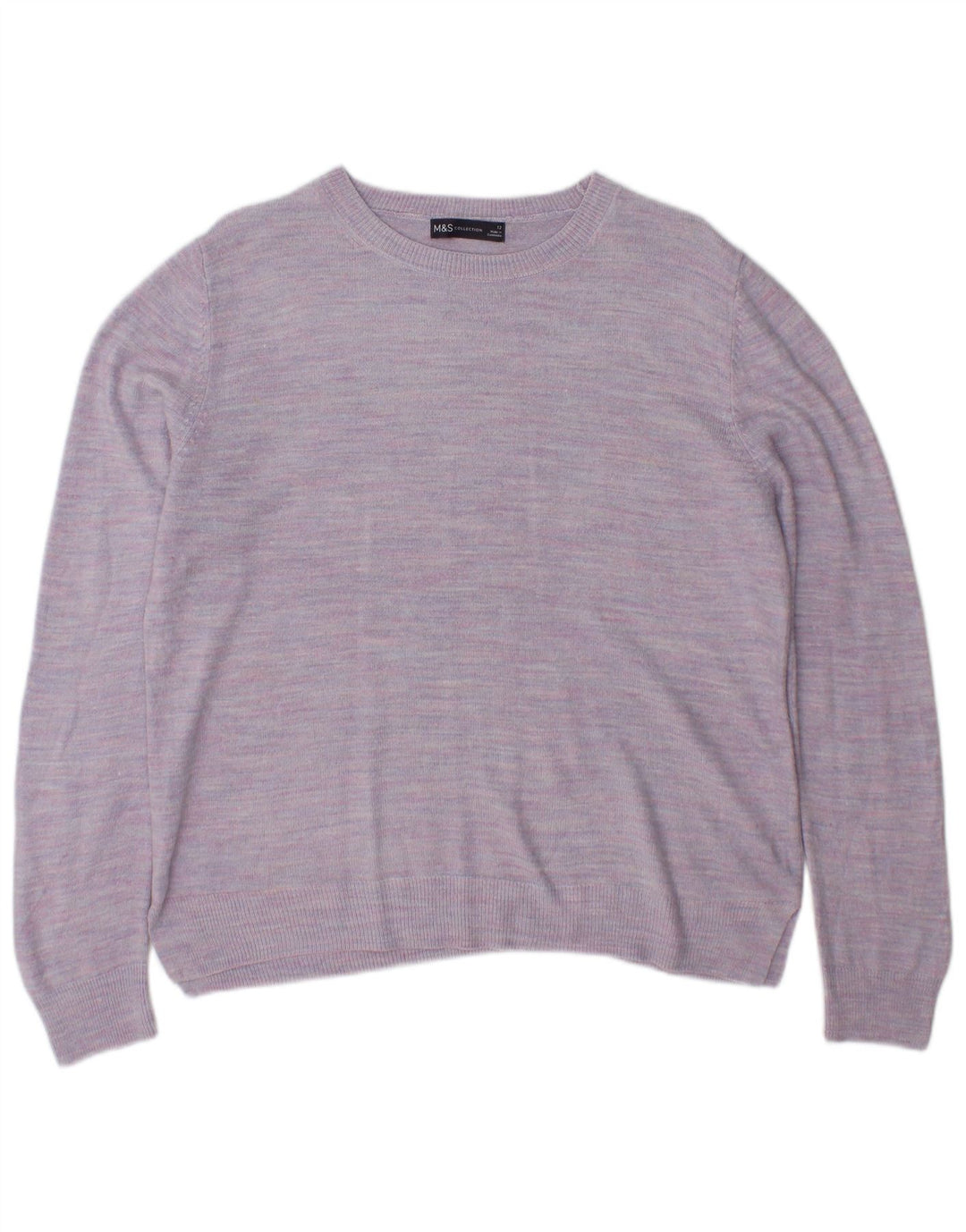 Marks & Spencer Damen-Pullover mit Rundhalsausschnitt, Gr. 12, Mittellila meliert