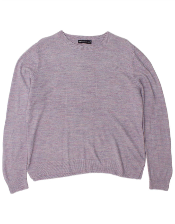 Marks & Spencer Damen-Pullover mit Rundhalsausschnitt, Gr. 12, Mittellila meliert