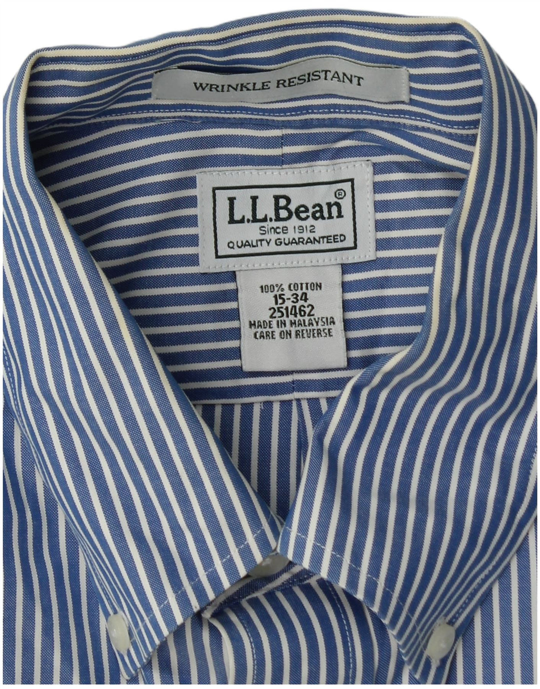 L.L.Bean Herrenhemd, Größe 15, mittelblau, gestreift, Baumwolle