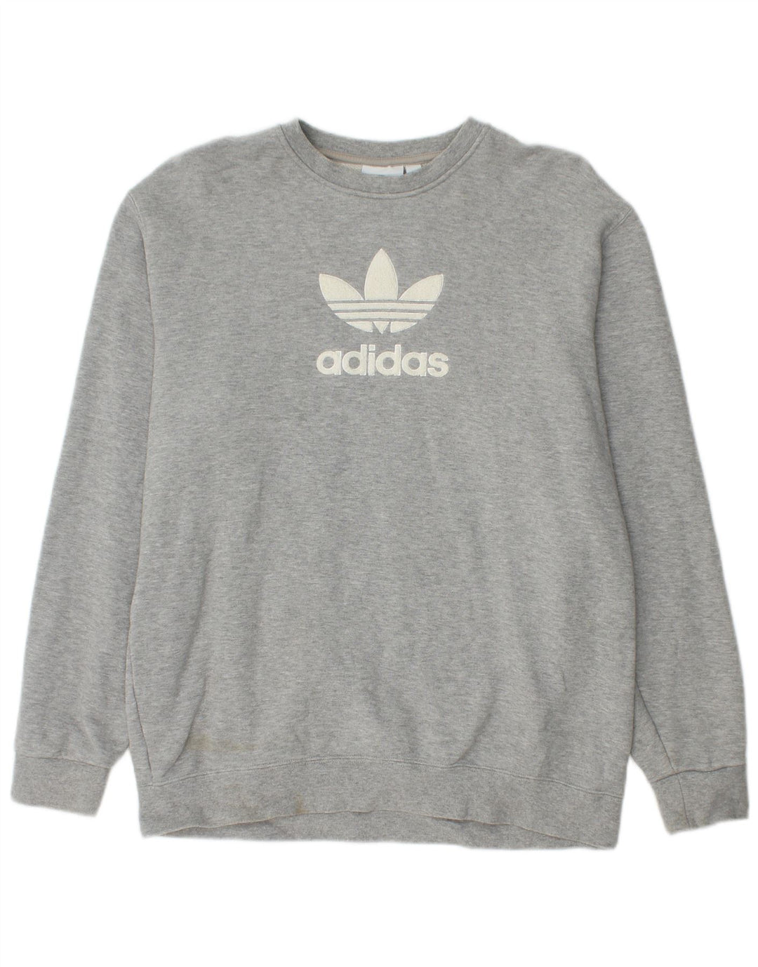 ADIDAS Mens Graphic Sweatshirt Jumper Medium Grey Flecked Cotton
