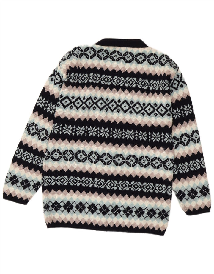 Cancun Damen-Cardigan-Pullover UK 16 Große schwarze Fair-Isle-Wolle