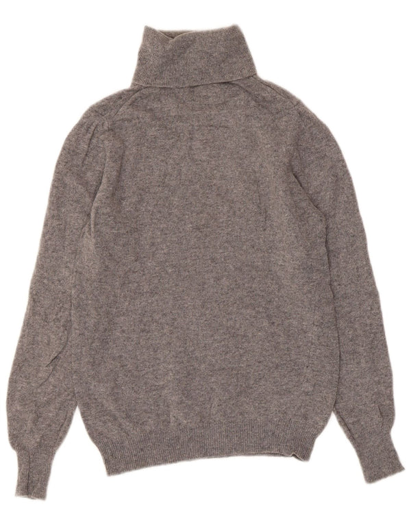 Benetton Damen-Pullover mit Rollkragen, Gr. 6, XS, grau gefleckte Schurwolle