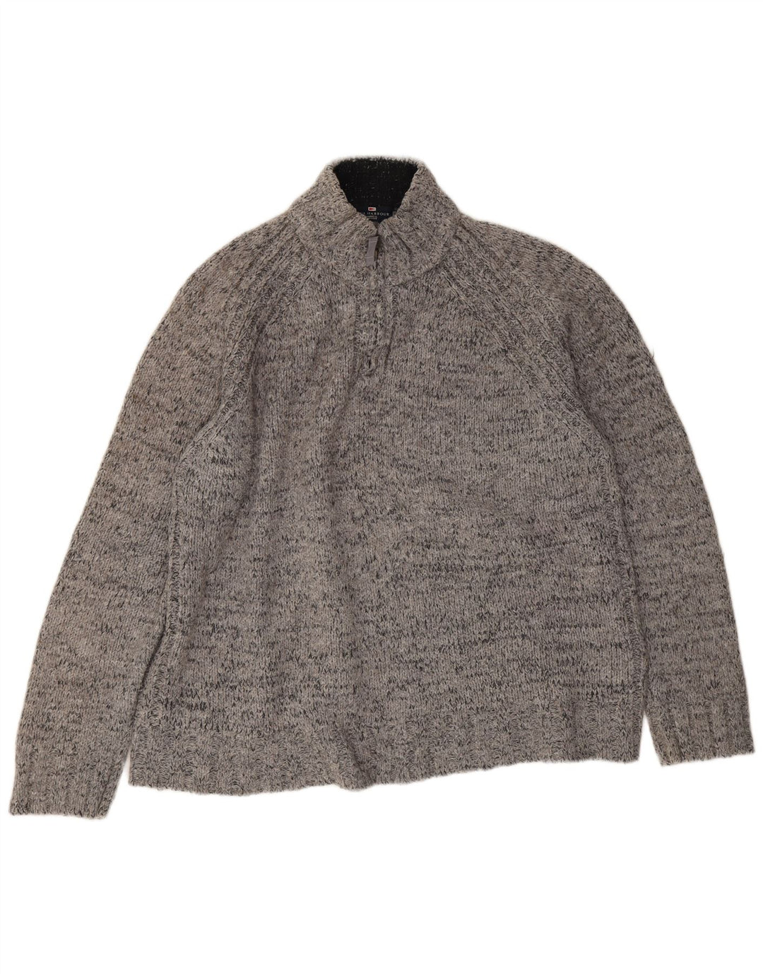 Marks & Spencer Herren Blauer Harbor-Pullover mit Reißverschluss am Hals, XL, grau gefleckt