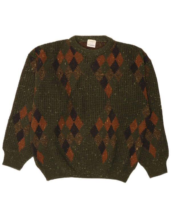4 Castella Herren-Pullover mit U-Boot-Ausschnitt, Größe 52, groß, Khaki, Argyle/Diamant