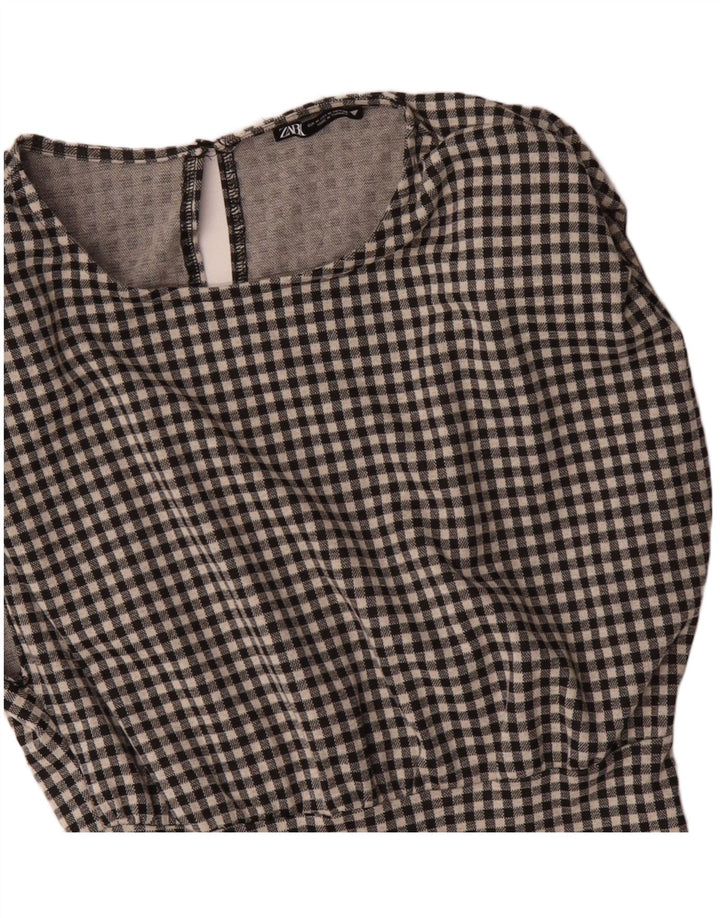 Ärmelloses Etuikleid für Damen von Zara, Größe 44, mittelschwarz, Gingham-Baumwolle