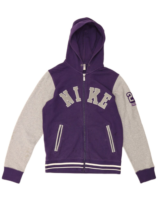 Nike Herren-Kapuzenpullover mit grafischem Reißverschluss, klein, lila, Colourblock-Baumwolle