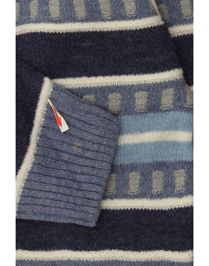 Kappa Herren-Pullover mit Rollkragen, groß, blau gestreift, Wolle