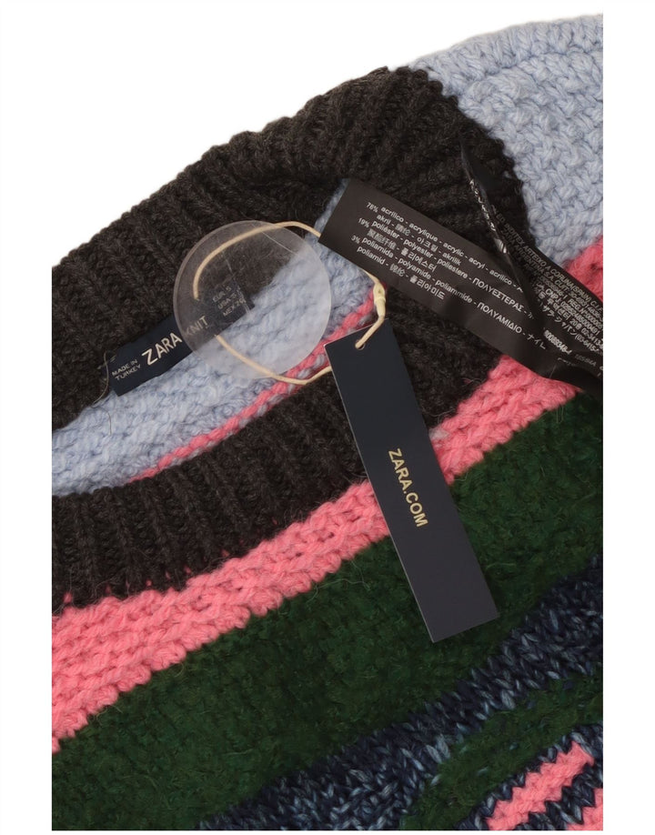 ZARA Damen-Pullover, übergroß, Rundhalsausschnitt, Gr. 10, Größe S, mehrfarbig