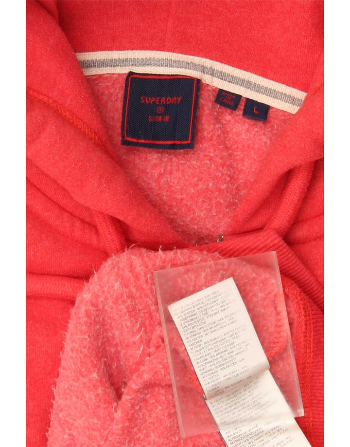 Superdry Herren-Kapuzenpullover mit Reißverschluss, groß, aus roter Baumwolle