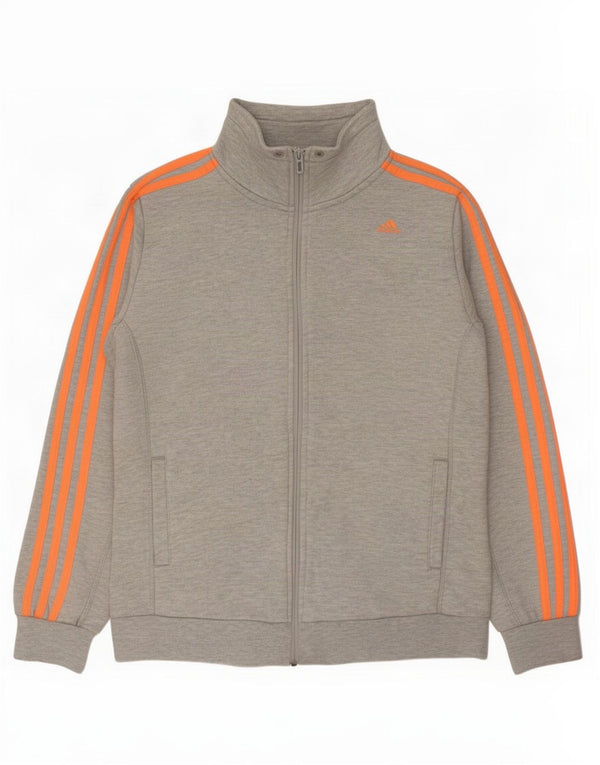 Adidas Damen Climalite Trainingsanzug Top Jacke UK 12/14 Mittelgrau gefleckt