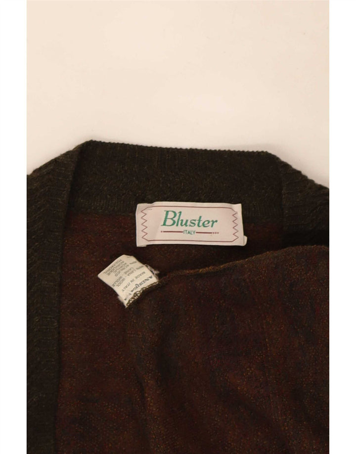 Bluster Herren-Strickjacke, groß, Khaki, Fair-Isle-Wolle