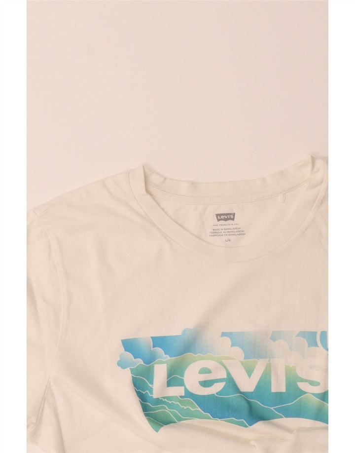 LEVI'S Womens Graphic T-Shirt Top UK 16 Large White