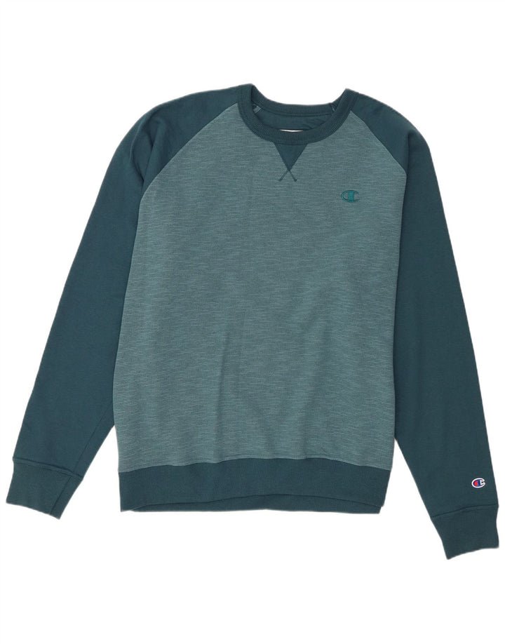 Champion Herren Sweatshirt Pullover XL Blau Colourblock Baumwolle