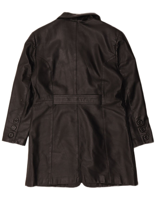 Akaso Damen Ledermantel UK 18 XL Schwarzes Leder
